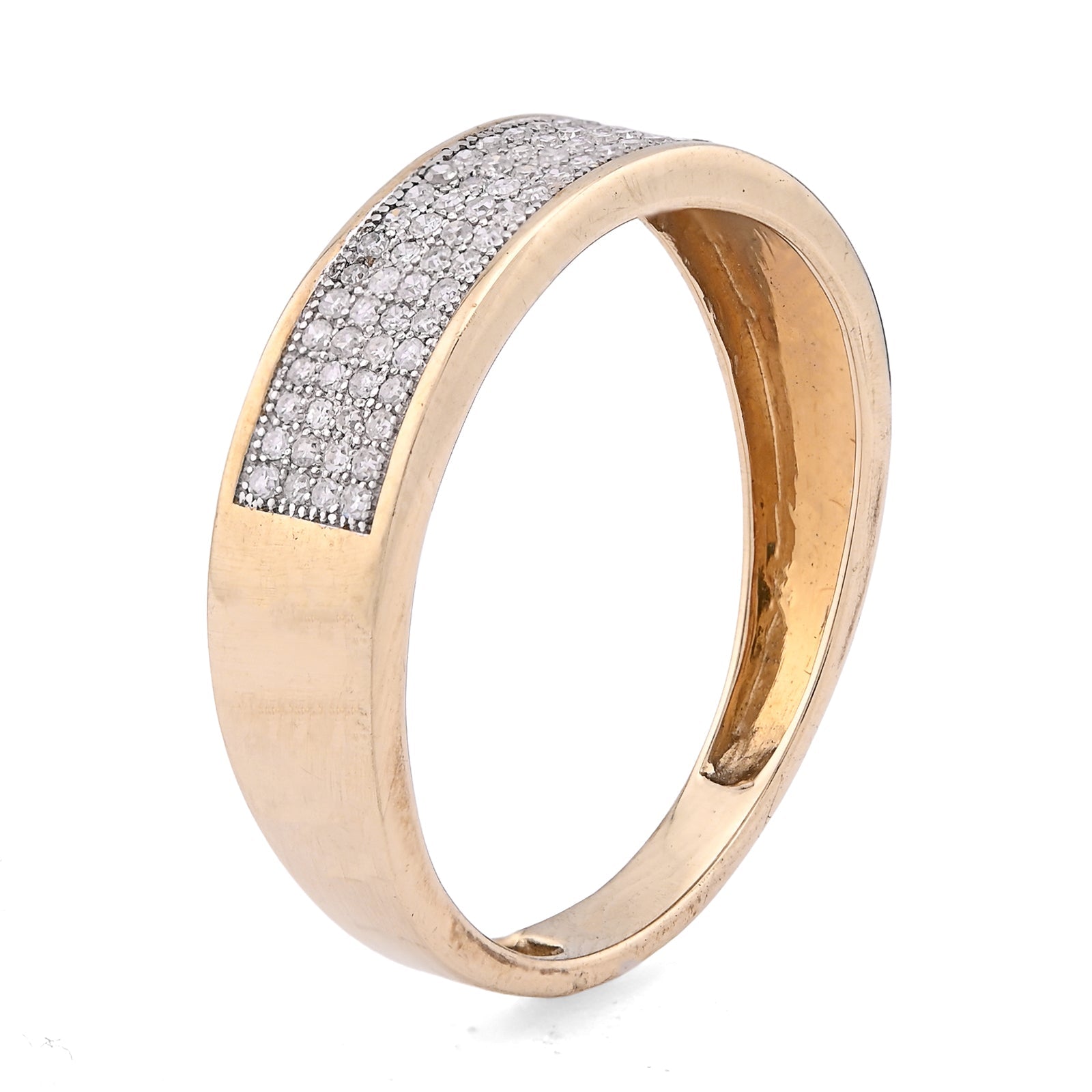 10K Yellow Gold 0.30CT Natural Diamond 4 Row Centre Band Men Ring - Elite Jewelers - Rings
