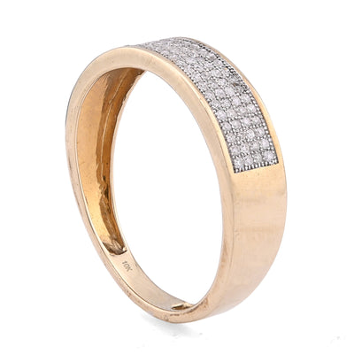 10K Yellow Gold 0.30CT Natural Diamond 4 Row Centre Band Men Ring - Elite Jewelers - Rings