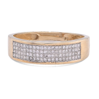 10K Yellow Gold 0.30CT Natural Diamond 4 Row Centre Band Men Ring - Elite Jewelers - Rings