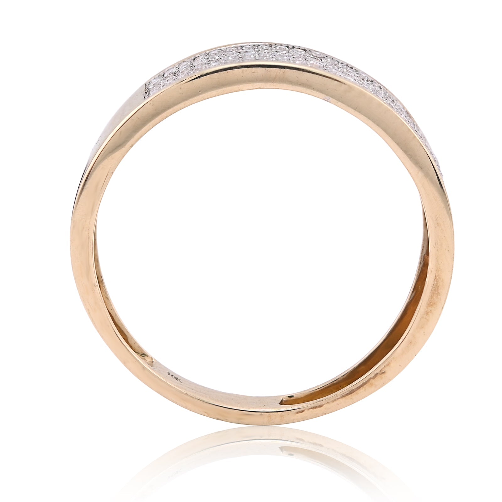 10K Yellow Gold 0.30CT Natural Diamond 4 Row Centre Band Men Ring - Elite Jewelers - Rings