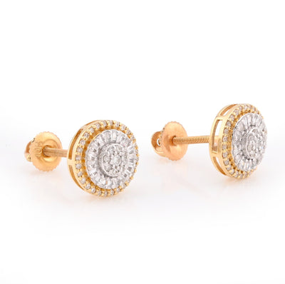 10K Yellow Gold 0.32CT Round Natural Diamond Halo Cluster Flower Earrings Men Women Studs - Elite Jewelers - Earrings