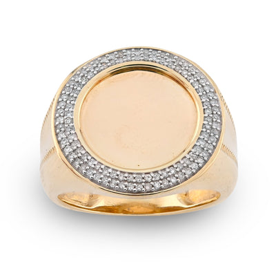 10K Yellow Gold 0.33CT Natural Diamond Edges Round Men Pinky Ring - Elite Jewelers - Rings