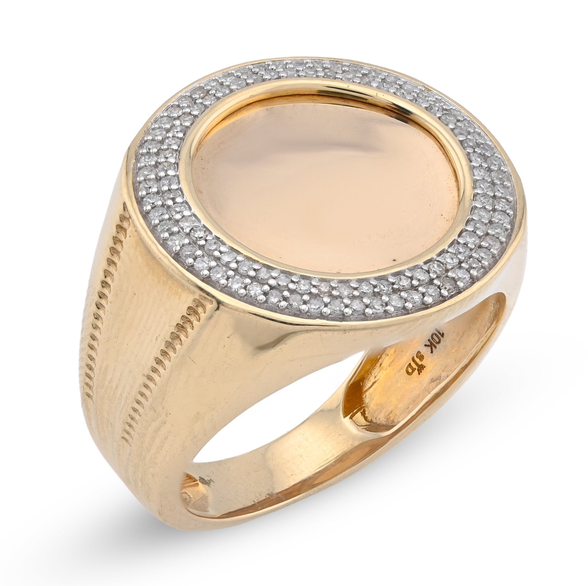 10K Yellow Gold 0.33CT Natural Diamond Edges Round Men Pinky Ring - Elite Jewelers - Rings