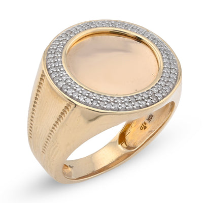 10K Yellow Gold 0.33CT Natural Diamond Edges Round Men Pinky Ring - Elite Jewelers - Rings