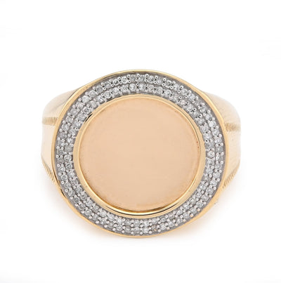 10K Yellow Gold 0.33CT Natural Diamond Edges Round Men Pinky Ring - Elite Jewelers - Rings