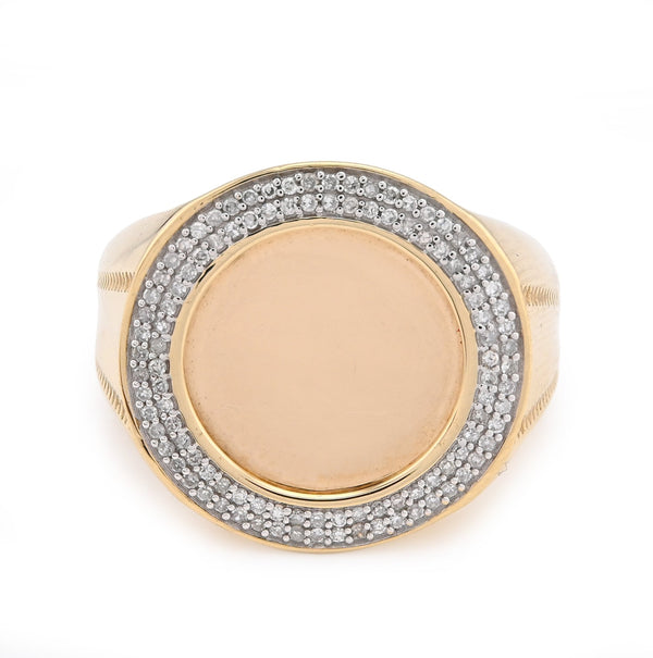 10K Yellow Gold 0.33CT Natural Diamond Edges Round Men Pinky Ring - Elite Jewelers - Rings