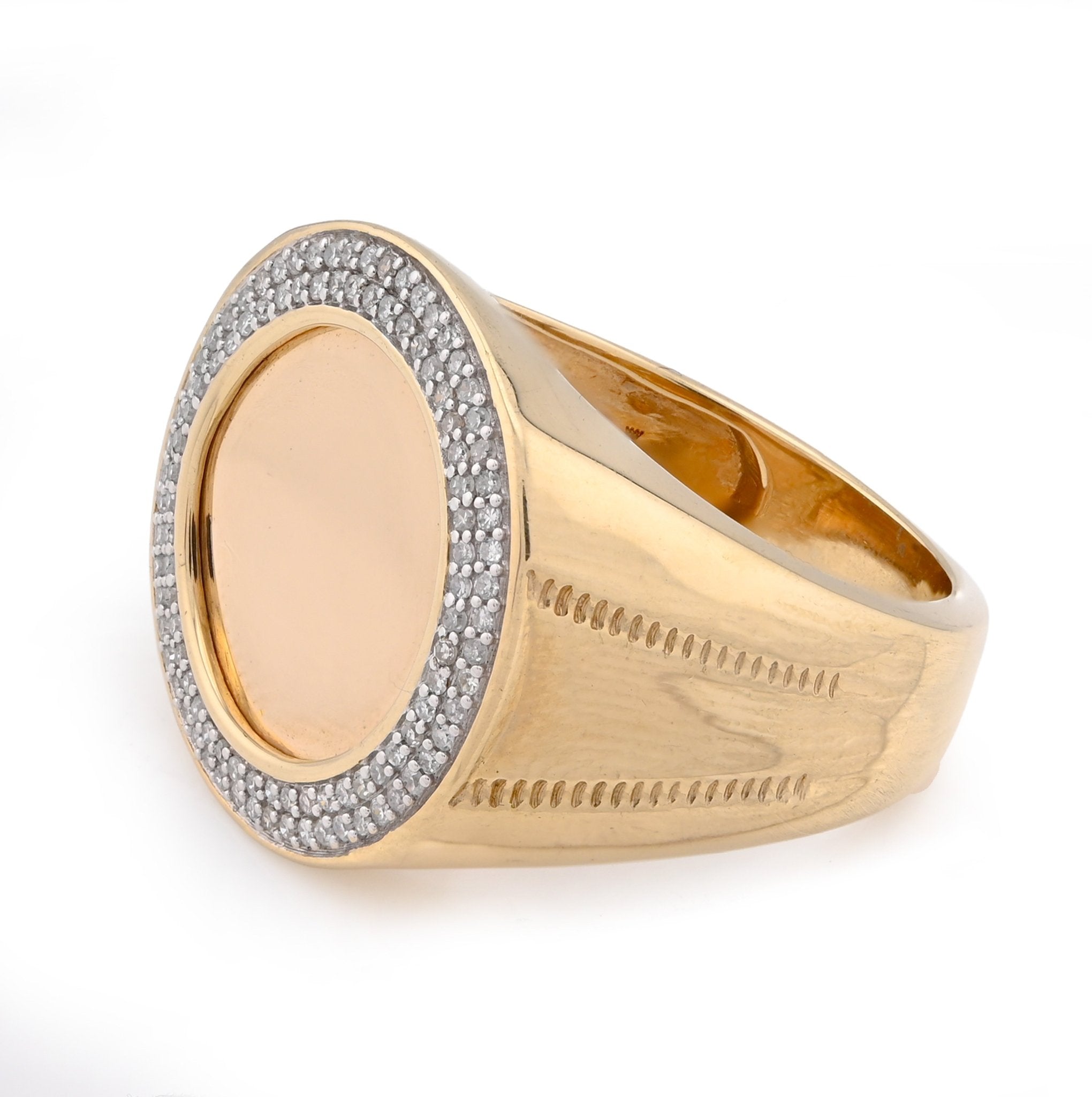 10K Yellow Gold 0.33CT Natural Diamond Edges Round Men Pinky Ring - Elite Jewelers - Rings
