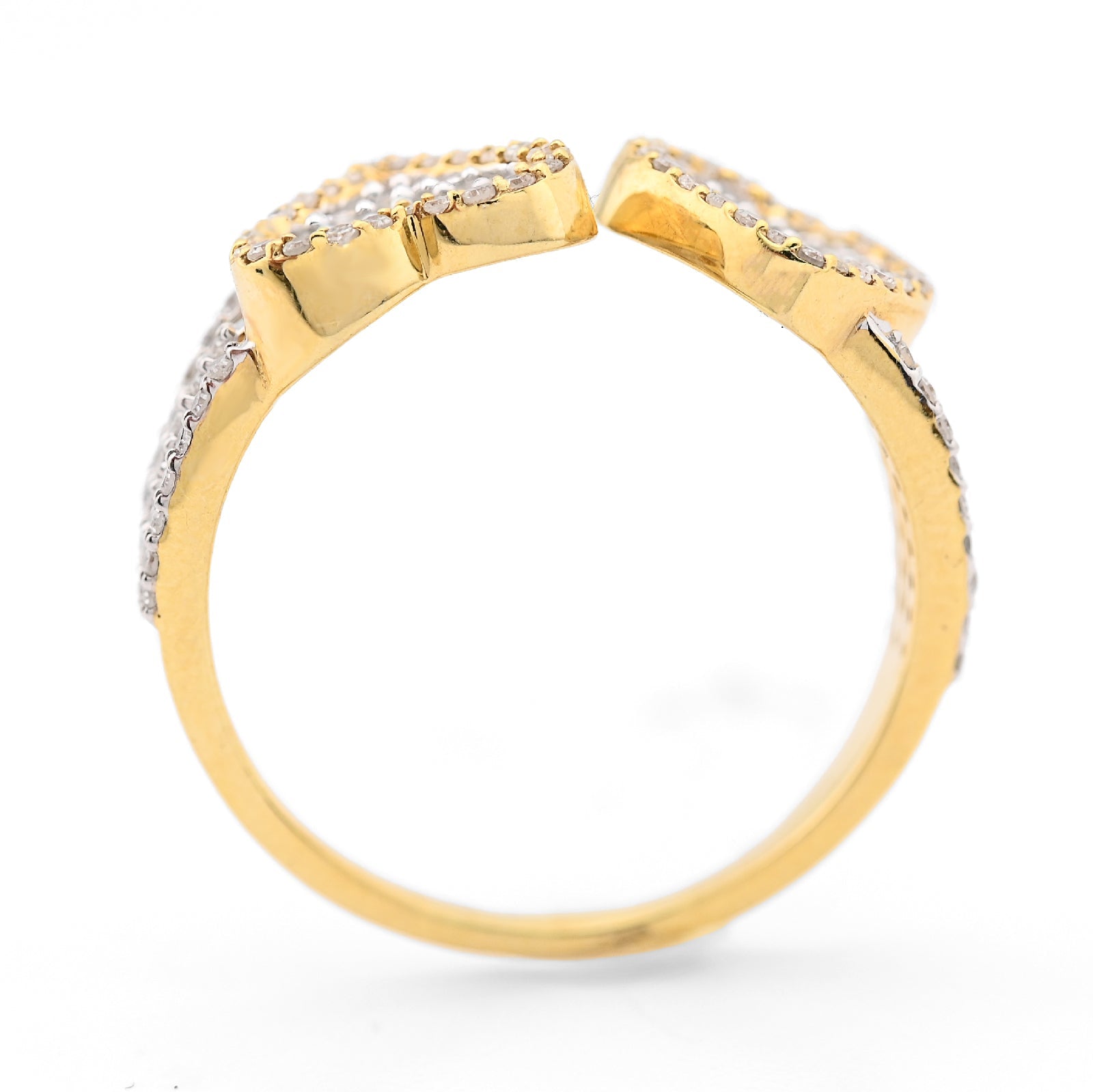 10K Yellow Gold 0.34CT natural Diamond Round/baguette Two heart Women Ring - Elite Jewelers - Rings