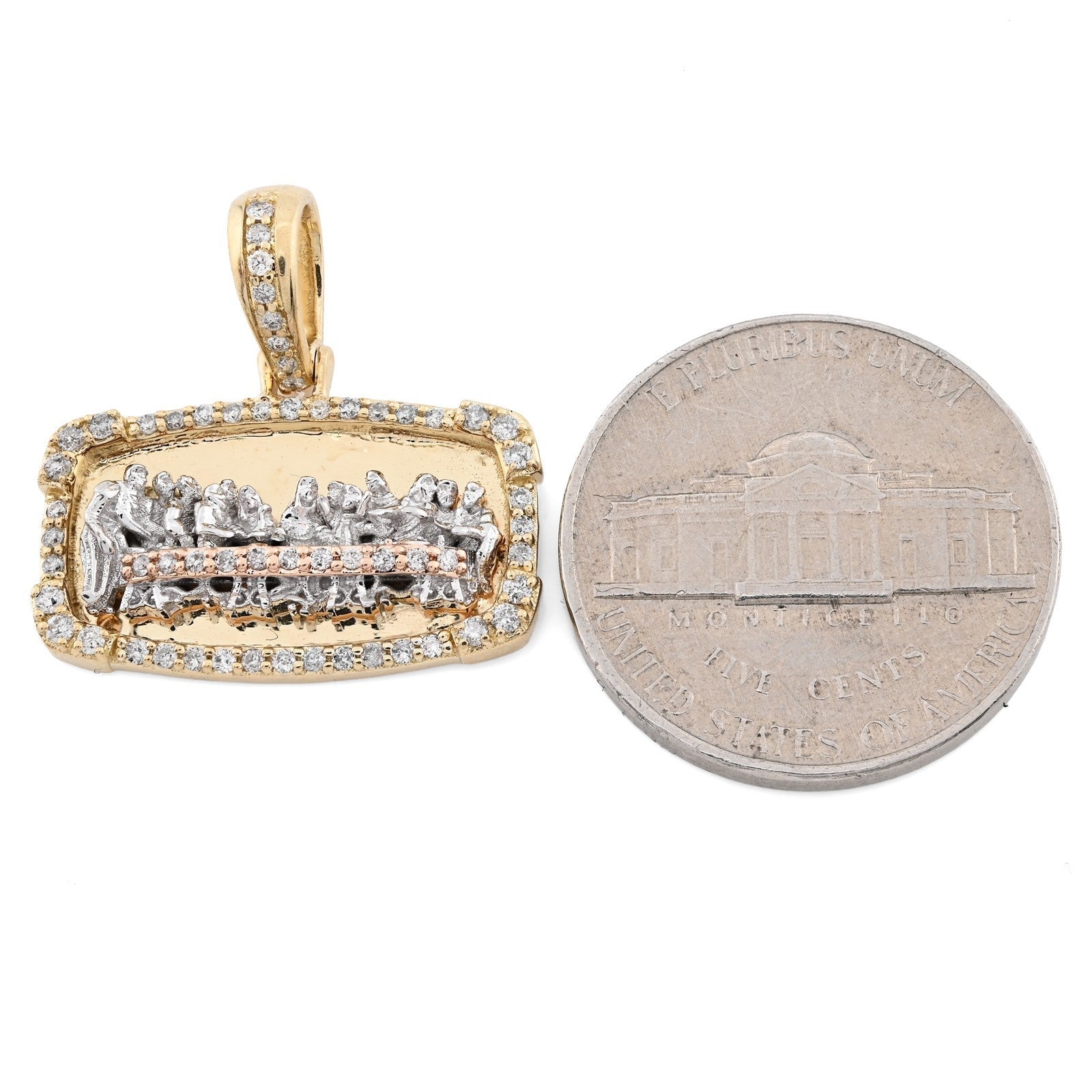10k Yellow Gold 0.34CTW Natural Diamond Last Supper Apostles Pendant 4.2g Charm - Elite Jewelers - Charms & Pendants