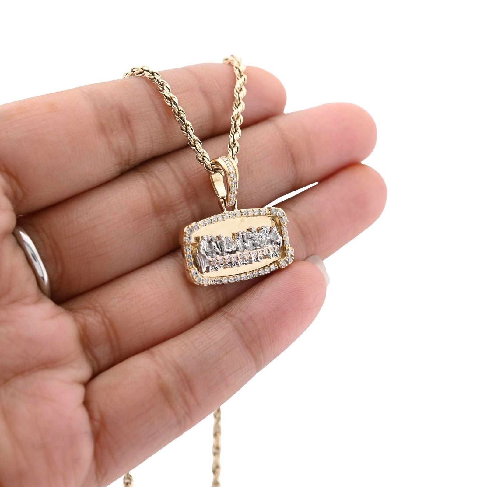 10k Yellow Gold 0.34CTW Natural Diamond Last Supper Apostles Pendant 4.2g Charm - Elite Jewelers - Charms & Pendants