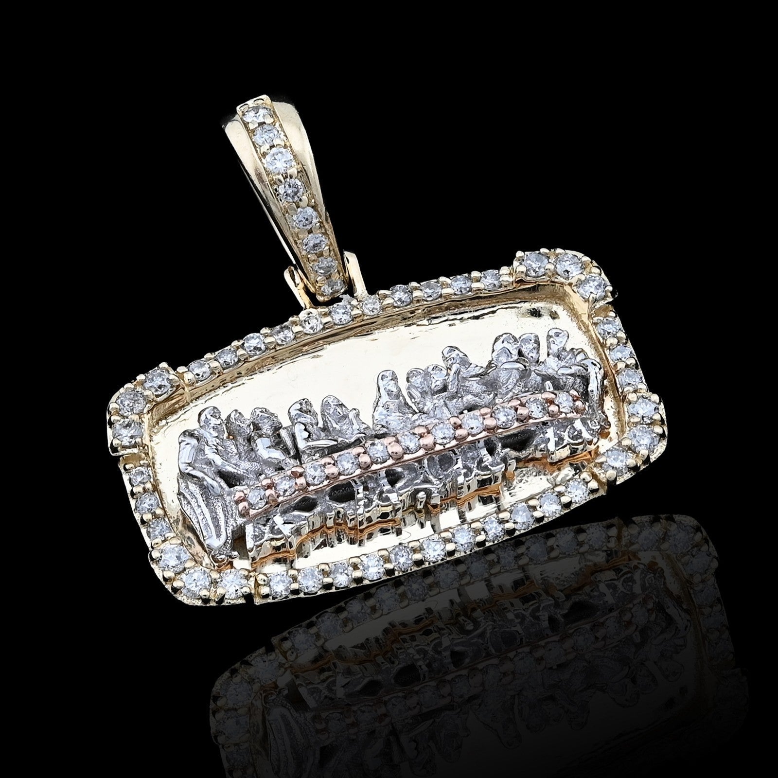 10k Yellow Gold 0.34CTW Natural Diamond Last Supper Apostles Pendant 4.2g Charm - Elite Jewelers - Charms & Pendants