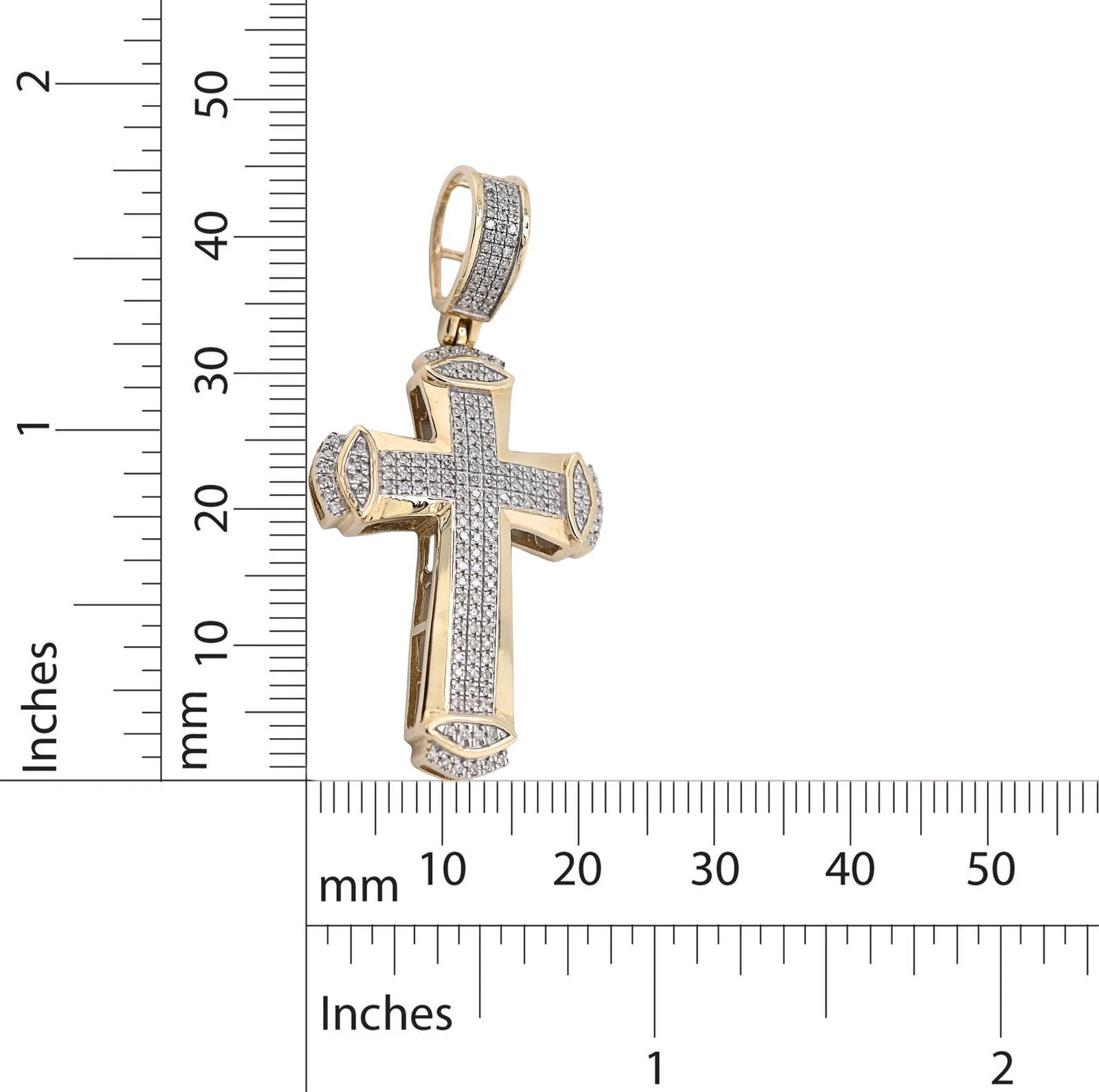 10k Yellow Gold 0.35 CTW Natural Diamond Cross Pendant 4.5g Religious Mens Charm - Elite Jewelers - Charms & Pendants