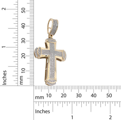 10k Yellow Gold 0.35 CTW Natural Diamond Cross Pendant 4.5g Religious Mens Charm - Elite Jewelers - Charms & Pendants