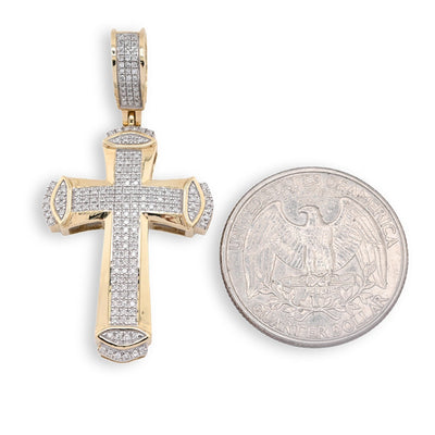 10k Yellow Gold 0.35 CTW Natural Diamond Cross Pendant 4.5g Religious Mens Charm - Elite Jewelers - Charms & Pendants
