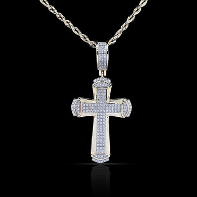10k Yellow Gold 0.35 CTW Natural Diamond Cross Pendant 4.5g Religious Mens Charm - Elite Jewelers - Charms & Pendants