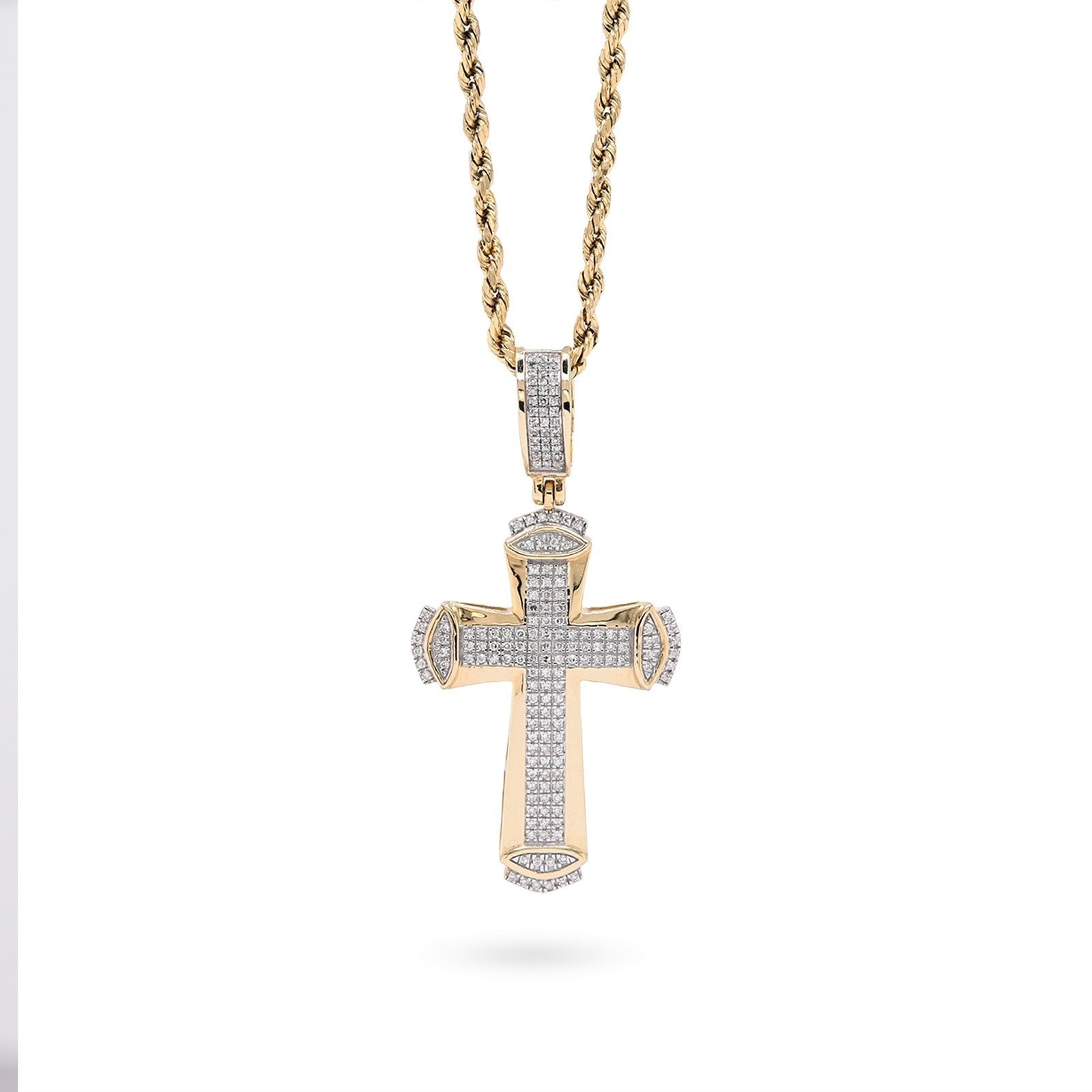 10k Yellow Gold 0.35 CTW Natural Diamond Cross Pendant 4.5g Religious Mens Charm - Elite Jewelers - Charms & Pendants