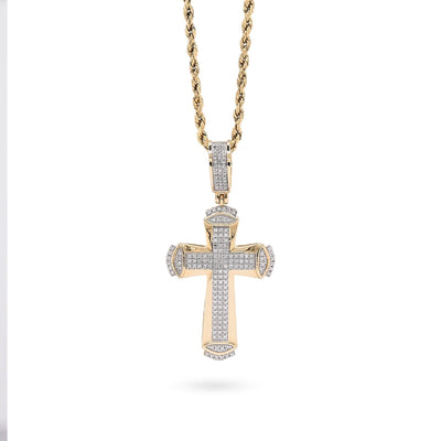 10k Yellow Gold 0.35 CTW Natural Diamond Cross Pendant 4.5g Religious Mens Charm - Elite Jewelers - Charms & Pendants