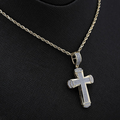 10k Yellow Gold 0.35 CTW Natural Diamond Cross Pendant 4.5g Religious Mens Charm - Elite Jewelers - Charms & Pendants