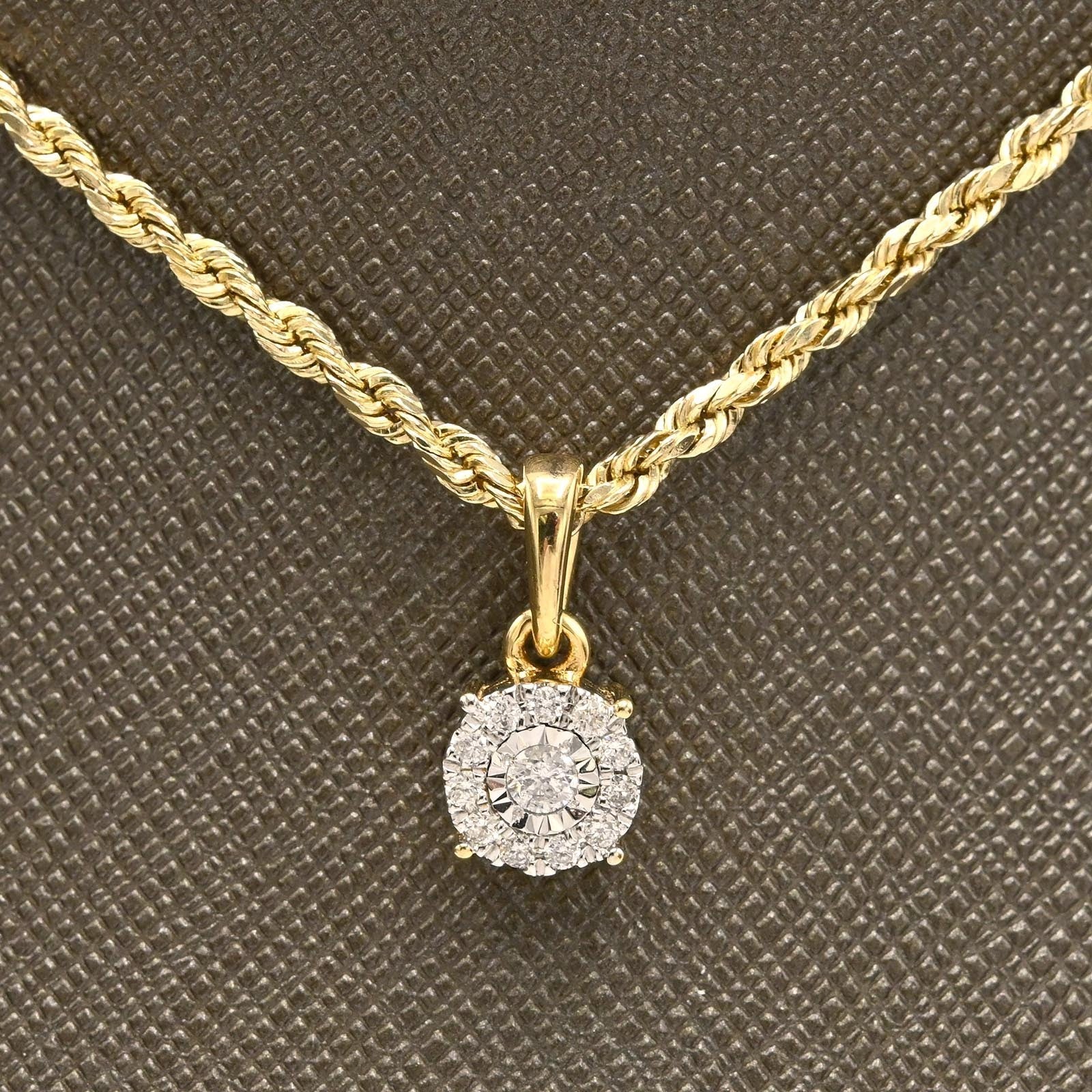 10k Yellow Gold 0.35CTW Natural Diamond Round Earring & Charm Set For Womens - Elite Jewelers - 