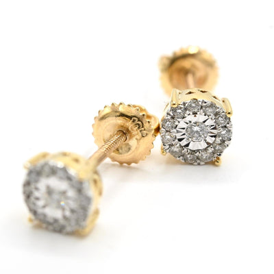 10k Yellow Gold 0.35CTW Natural Diamond Round Earring & Charm Set For Womens - Elite Jewelers - 