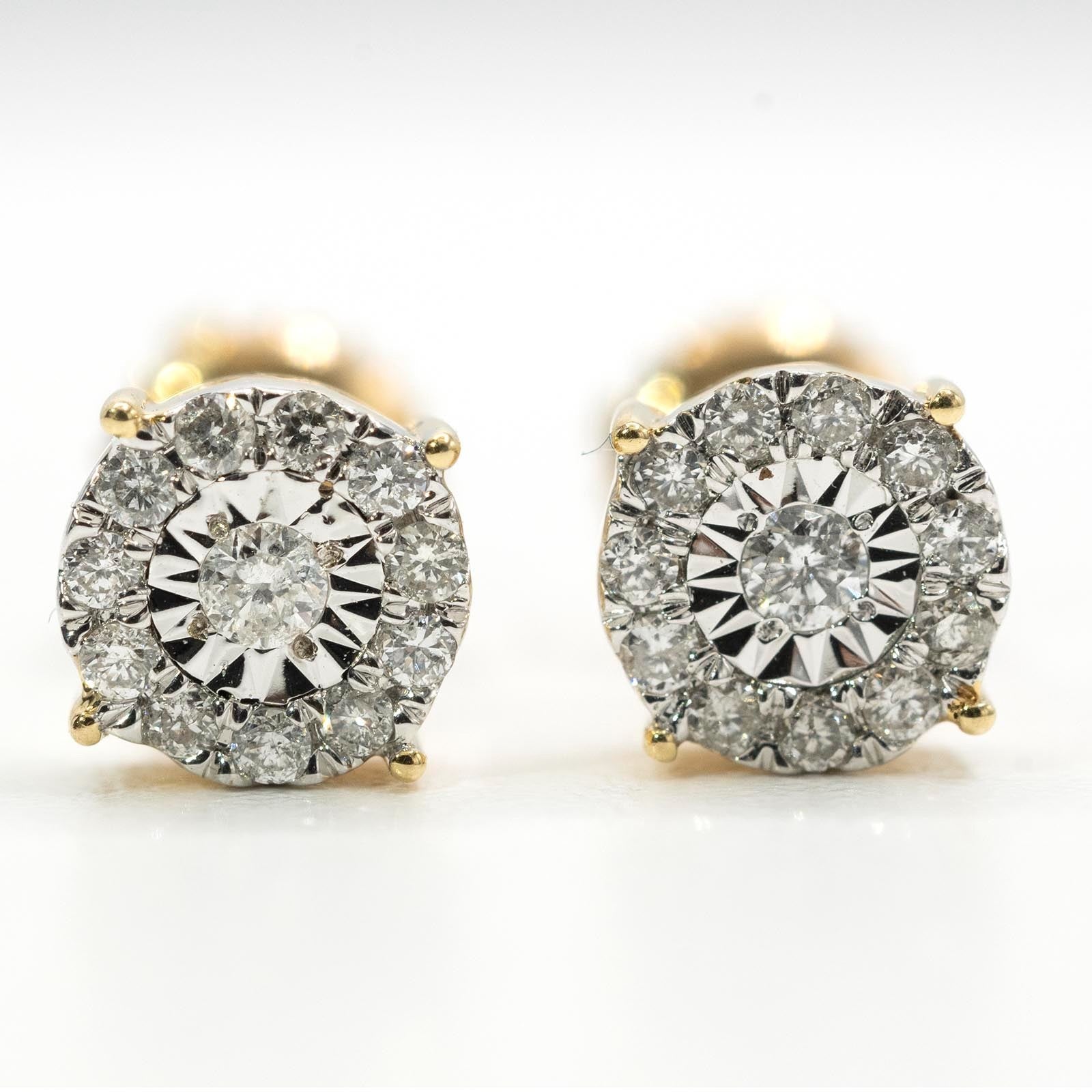 10k Yellow Gold 0.35CTW Natural Diamond Round Earring & Charm Set For Womens - Elite Jewelers - 