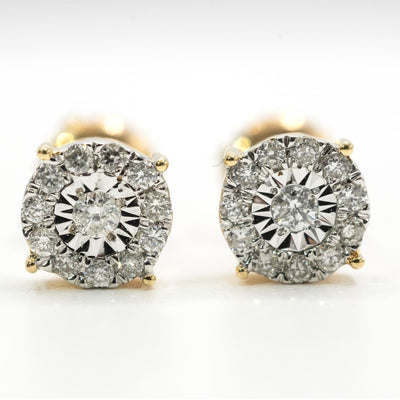 10k Yellow Gold 0.35CTW Natural Diamond Round Earring & Charm Set For Womens - Elite Jewelers - 