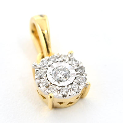 10k Yellow Gold 0.35CTW Natural Diamond Round Earring & Charm Set For Womens - Elite Jewelers - 