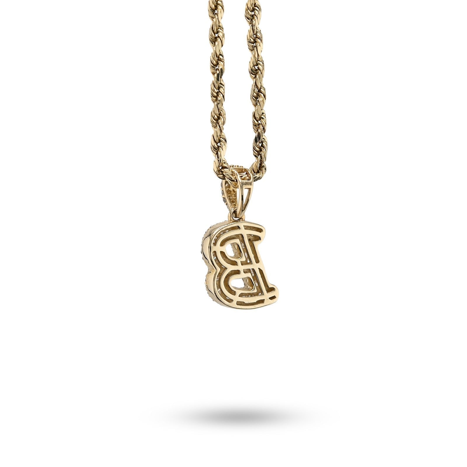 10k Yellow Gold 0.375CTW Natural Round/Baguette Diamond 1.6g Initial "B" Pendant - Elite Jewelers - Charms & Pendants