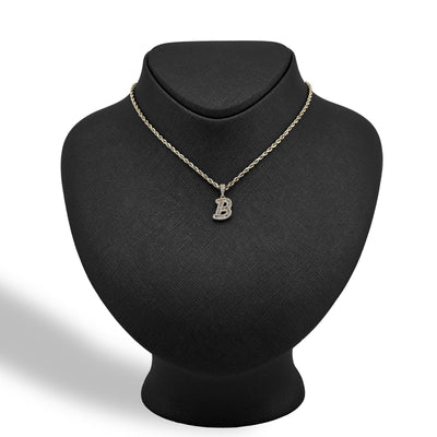 10k Yellow Gold 0.375CTW Natural Round/Baguette Diamond 1.6g Initial "B" Pendant - Elite Jewelers - Charms & Pendants