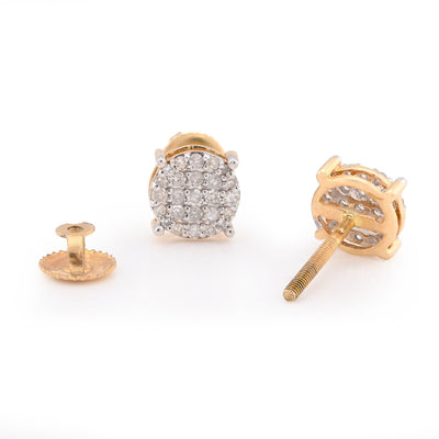 10K Yellow Gold 0.40 CT Natural Diamond Round Flat Studs Men Women Earrings - Elite Jewelers - Earrings