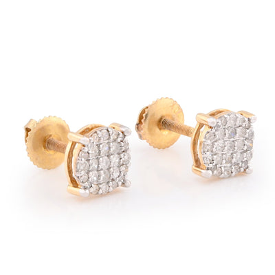 10K Yellow Gold 0.40 CT Natural Diamond Round Flat Studs Men Women Earrings - Elite Jewelers - Earrings