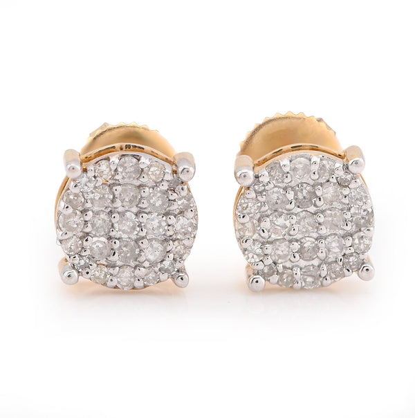 10K Yellow Gold 0.40 CT Natural Diamond Round Flat Studs Men Women Earrings - Elite Jewelers - Earrings