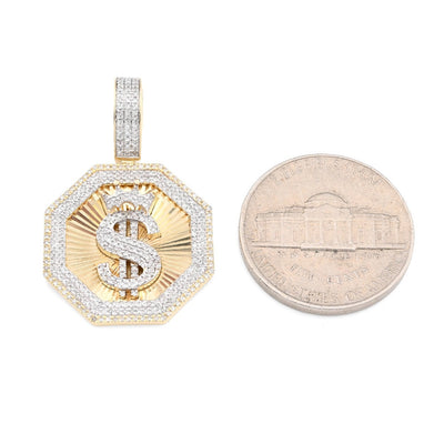 10k Yellow Gold 0.42CTW Natural Diamond $ Dollar Sign Pendant 4.5g Mens Charm - Elite Jewelers - Charms & Pendants