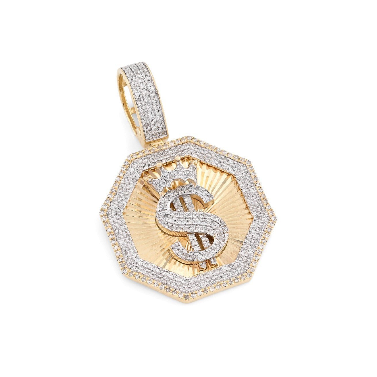 10k Yellow Gold 0.42CTW Natural Diamond $ Dollar Sign Pendant 4.5g Mens Charm - Elite Jewelers - Charms & Pendants