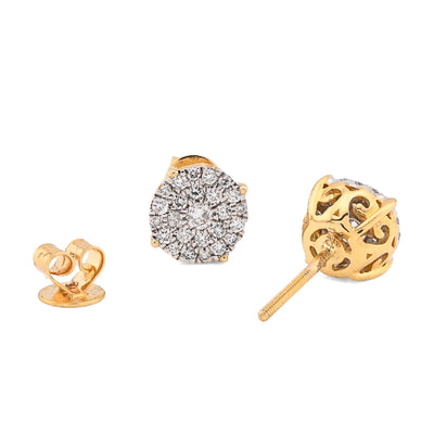 10K Yellow Gold 0.43CT Natural Diamond Round Flower Cluster Earrings Men Women Studs - Elite Jewelers - Earrings