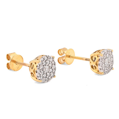 10K Yellow Gold 0.43CT Natural Diamond Round Flower Cluster Earrings Men Women Studs - Elite Jewelers - Earrings