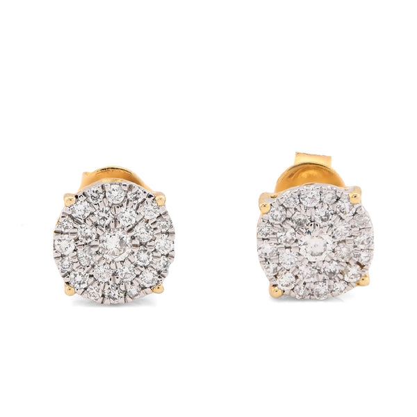10K Yellow Gold 0.43CT Natural Diamond Round Flower Cluster Earrings Men Women Studs - Elite Jewelers - Earrings