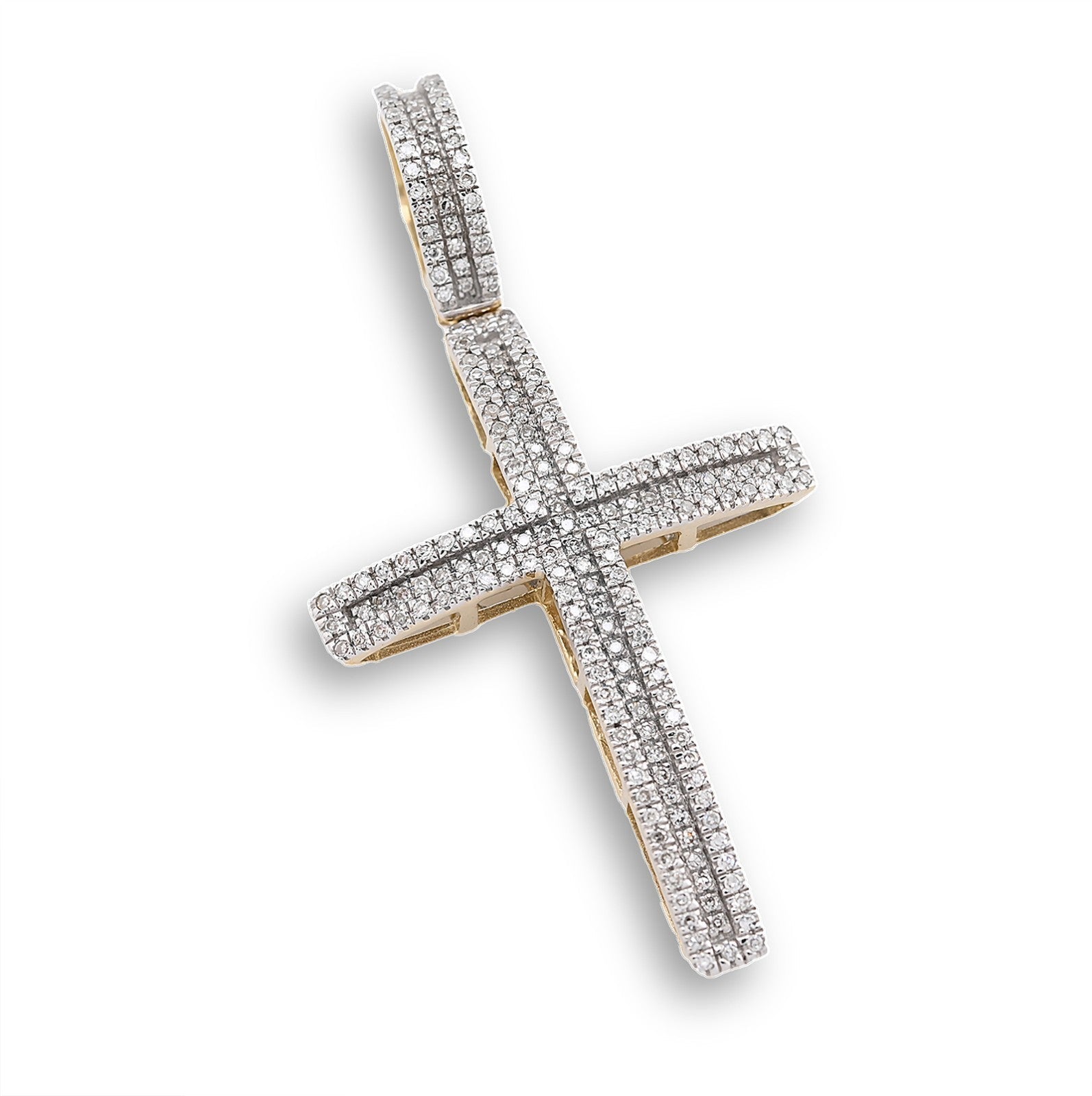10k Yellow Gold 0.45 CTW Natural Diamond Cross Pendant Religious 4g Charm - Elite Jewelers - Charms & Pendants