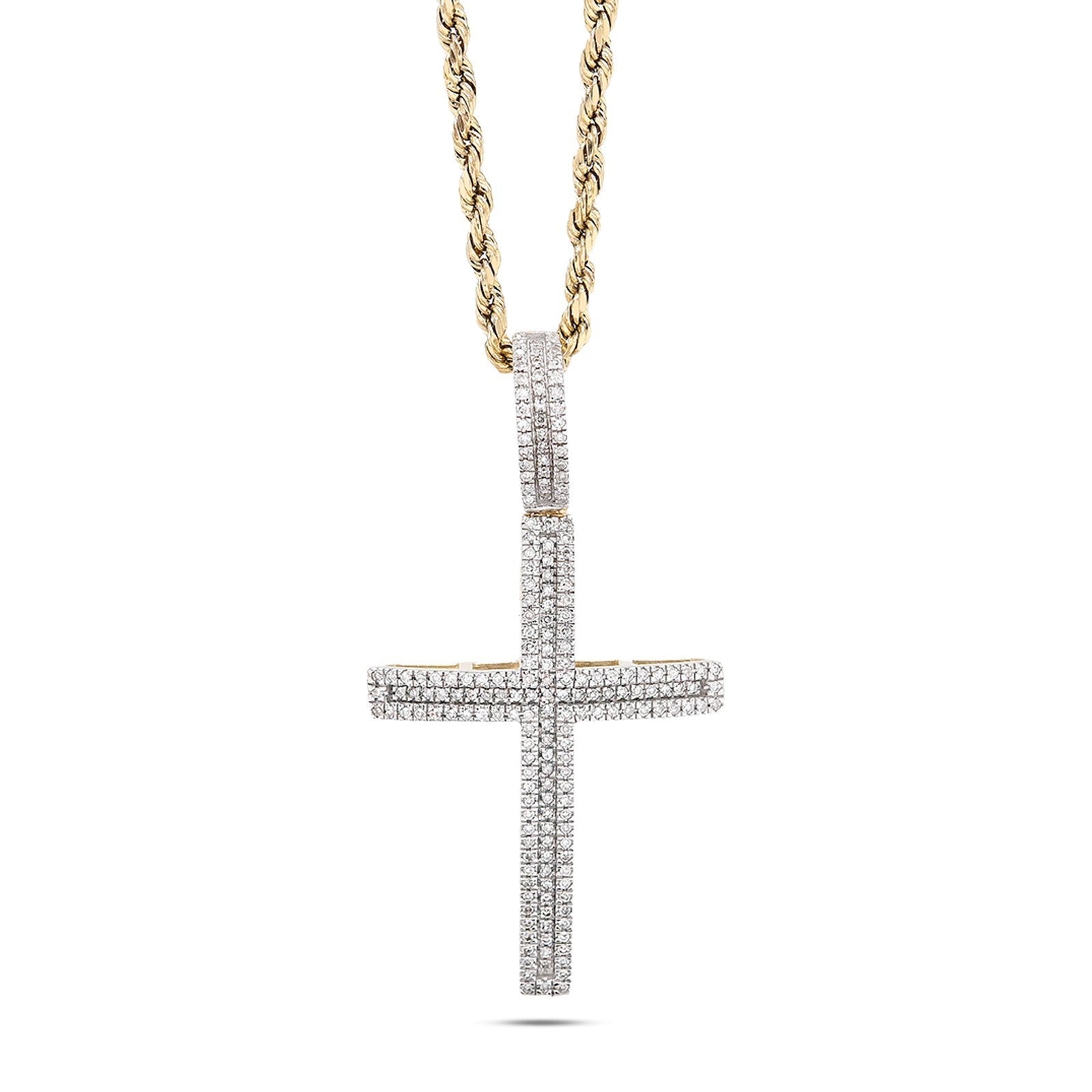 10k Yellow Gold 0.45 CTW Natural Diamond Cross Pendant Religious 4g Charm - Elite Jewelers - Charms & Pendants