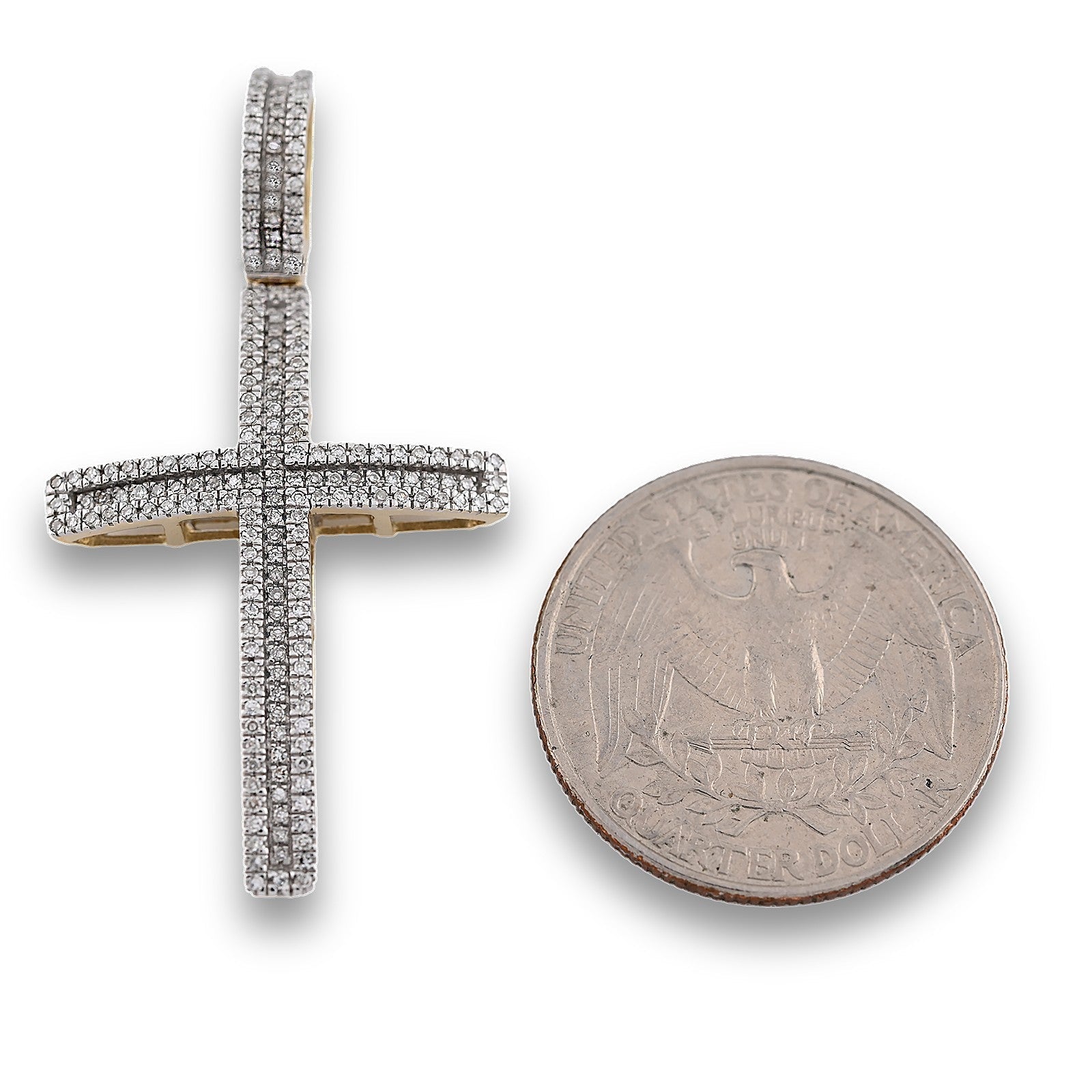 10k Yellow Gold 0.45 CTW Natural Diamond Cross Pendant Religious 4g Charm - Elite Jewelers - Charms & Pendants
