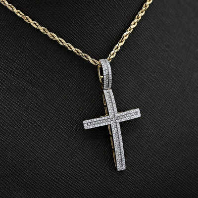 10k Yellow Gold 0.45 CTW Natural Diamond Cross Pendant Religious 4g Charm - Elite Jewelers - Charms & Pendants
