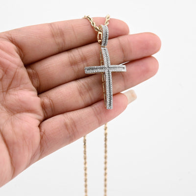 10k Yellow Gold 0.45 CTW Natural Diamond Cross Pendant Religious 4g Charm - Elite Jewelers - Charms & Pendants
