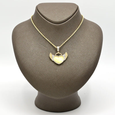 10k Yellow Gold 0.46CTW Natural Round Diamond Heart w/ Wings Pendant 5.9g Charm - Elite Jewelers - Charms & Pendants