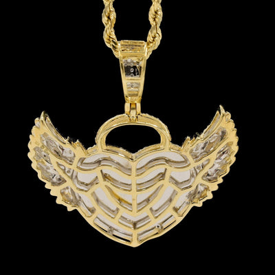 10k Yellow Gold 0.46CTW Natural Round Diamond Heart w/ Wings Pendant 5.9g Charm - Elite Jewelers - Charms & Pendants
