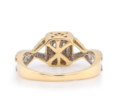 10K Yellow Gold 0.49CT Square Shape Round/Baguette Natural Diamond Women Ring - Elite Jewelers - Rings