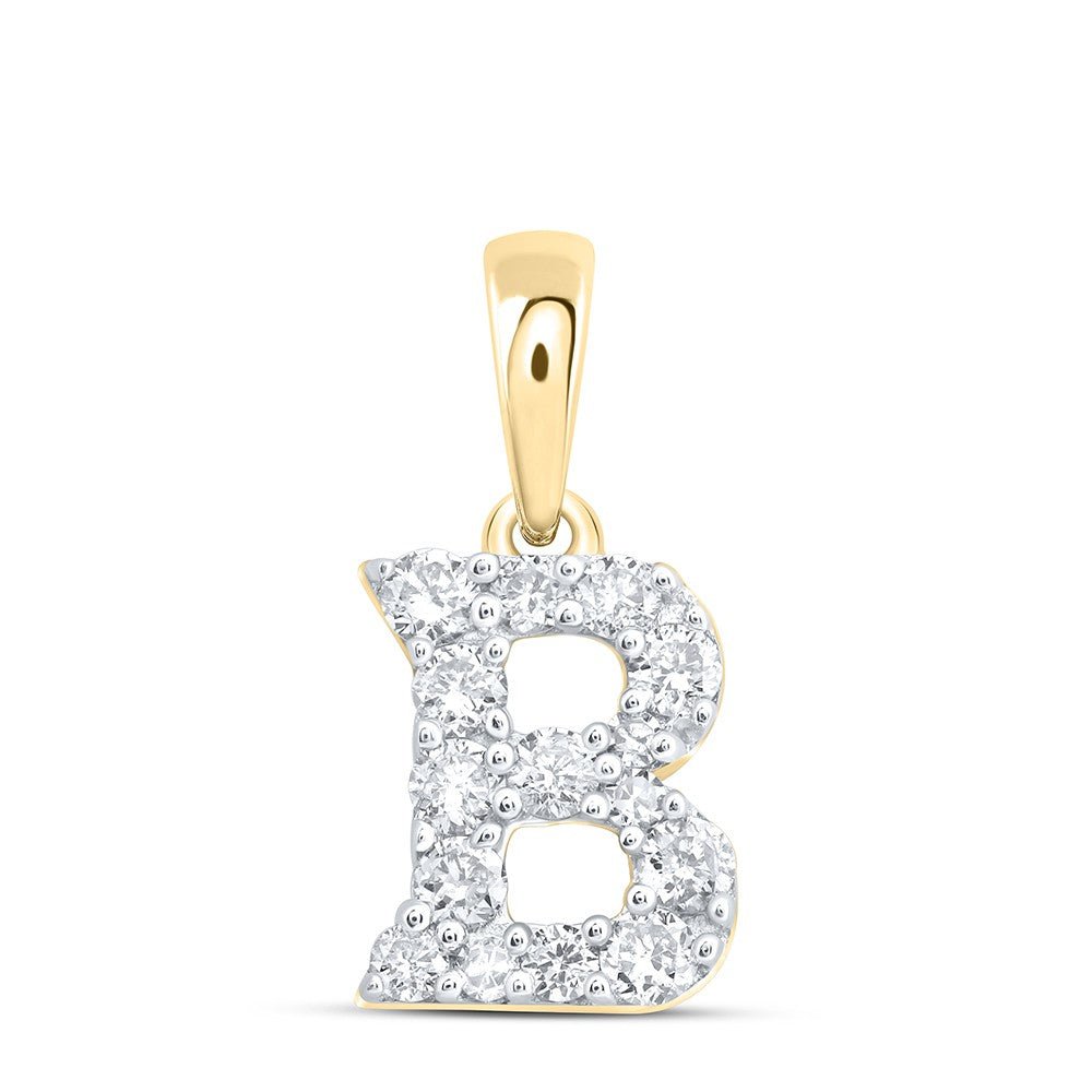 10k Yellow Gold 0.4gms 0.2CTW Natural Diamond Initial "B" Letter Pendant Charm - Elite Jewelers - Charms & Pendants