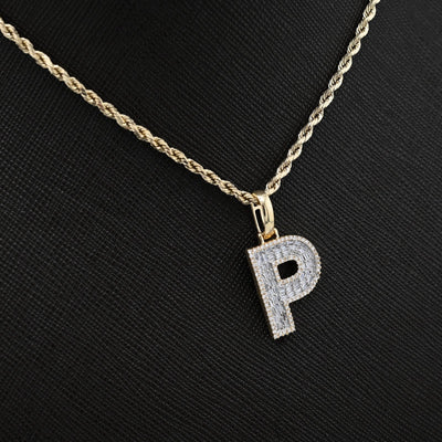 10k Yellow Gold 0.5 CTW Natural Diamond Initial "P" Pendant 2.1g Alphabet Charm - Elite Jewelers - Charms & Pendants