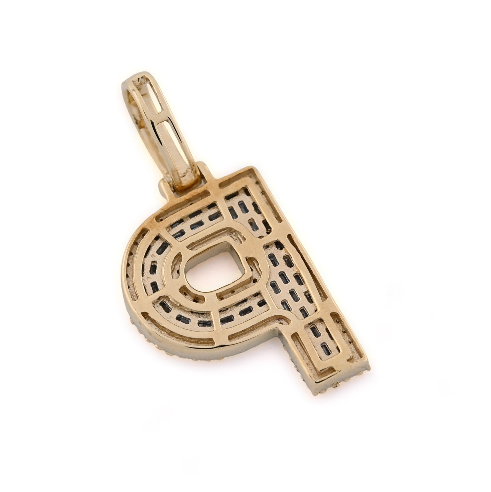 10k Yellow Gold 0.5 CTW Natural Diamond Initial "P" Pendant 2.1g Alphabet Charm - Elite Jewelers - Charms & Pendants