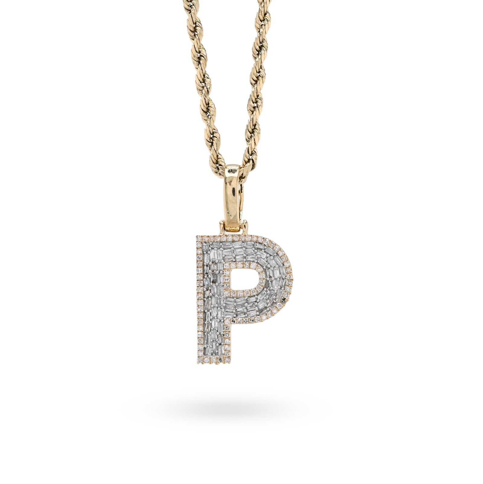 10k Yellow Gold 0.5 CTW Natural Diamond Initial "P" Pendant 2.1g Alphabet Charm - Elite Jewelers - Charms & Pendants