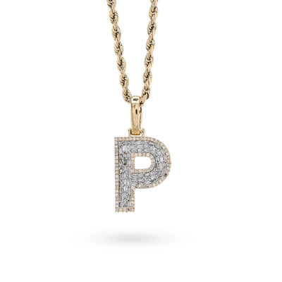 10k Yellow Gold 0.5 CTW Natural Diamond Initial "P" Pendant 2.1g Alphabet Charm - Elite Jewelers - Charms & Pendants